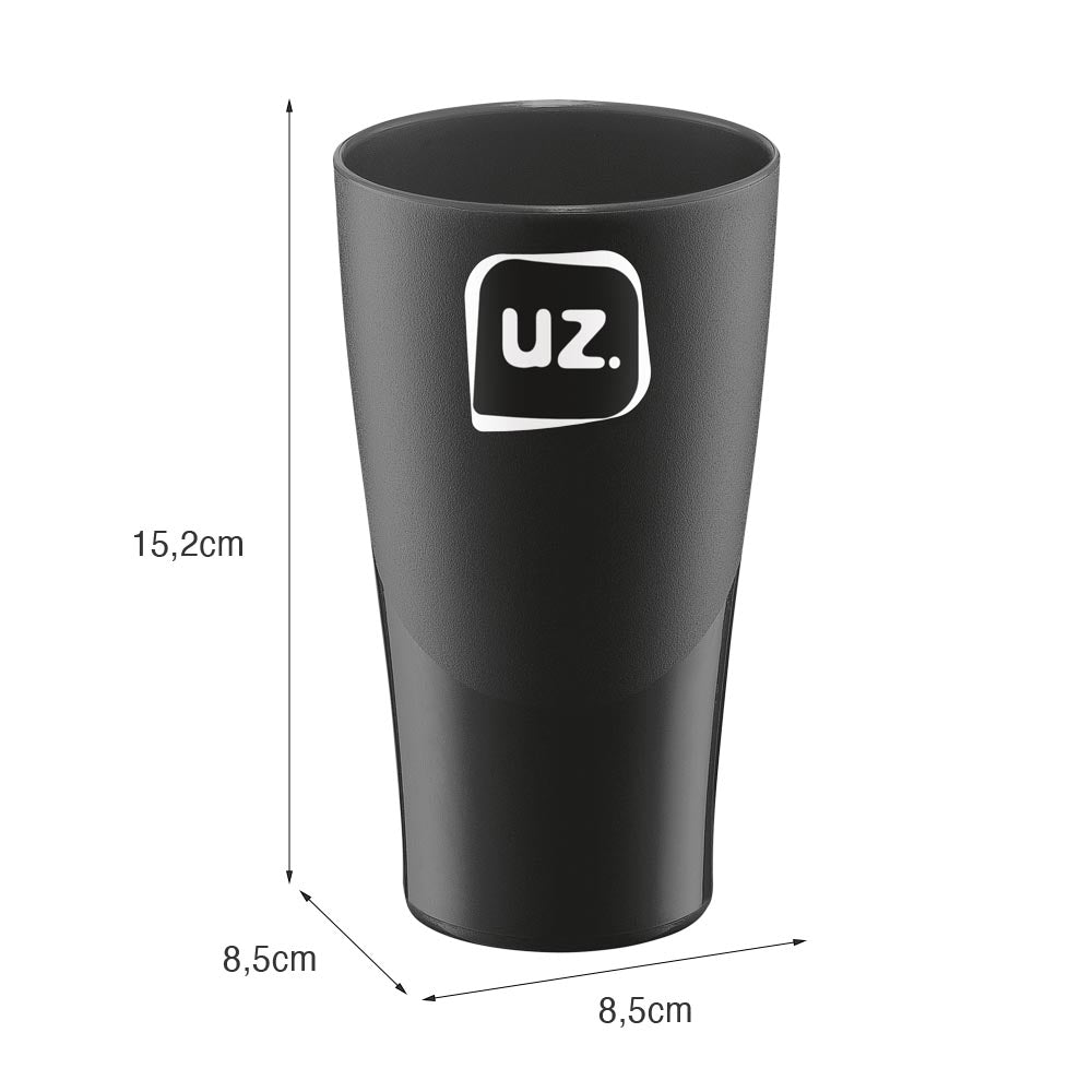 Copo Slim 500ml Preto UZ - medidas