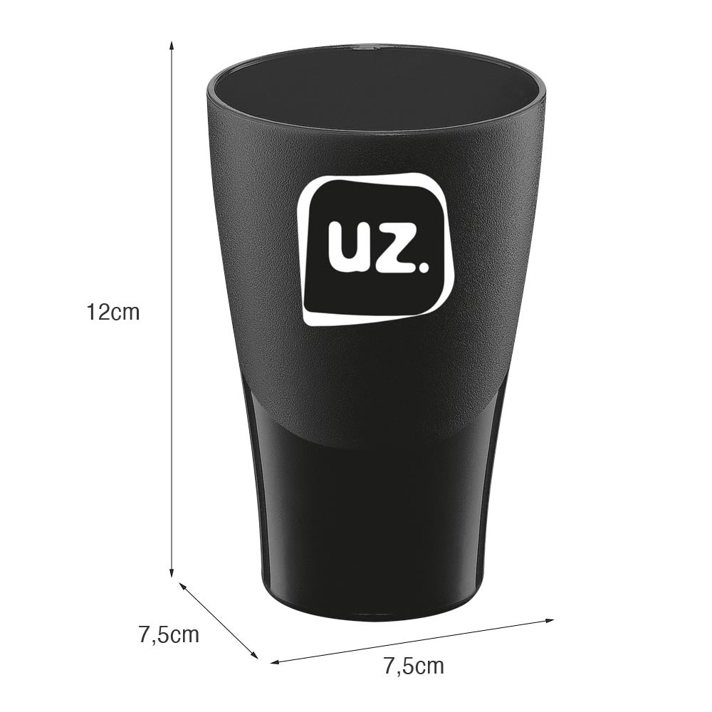 Copo Slim 300ml Preto UZ - medidas