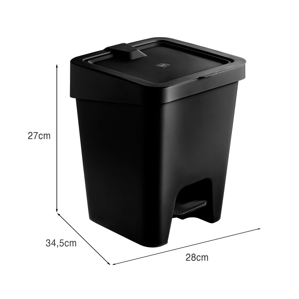 Lixeira Slim 15 Litros com Pedal Preto UZ - medidas