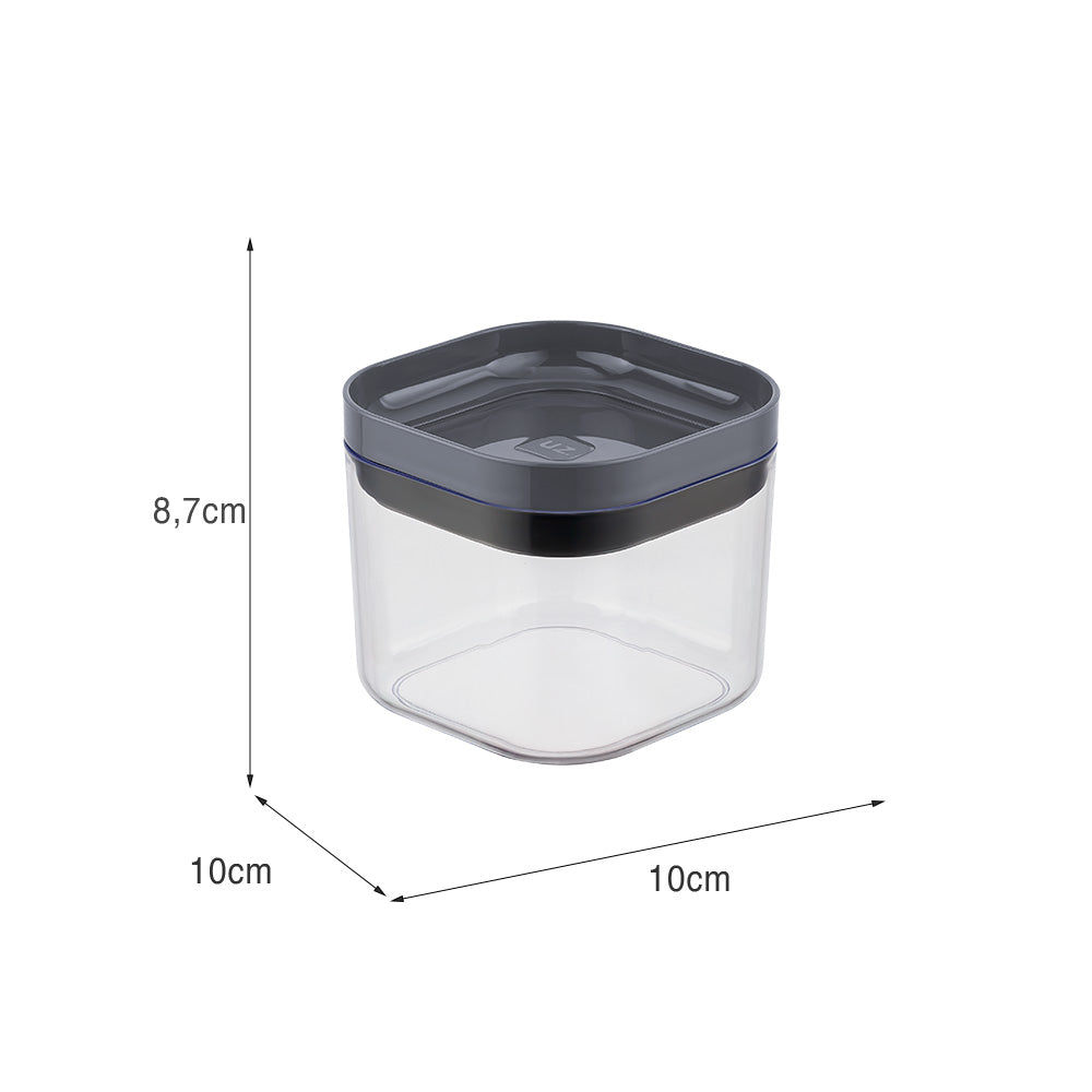 Organizador Hermético 450ml com Tampa Cinza UZ - medidas