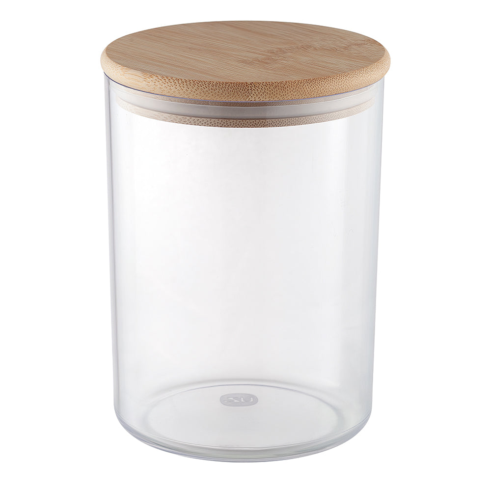 Porta-Mantimentos Redondo 1,4 Litros Tampa de Bambu Transparente UZ