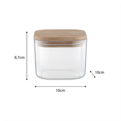 Porta-Mantimentos Quadrado 450ml Tampa de Bambu Transparente UZ - fundo branco