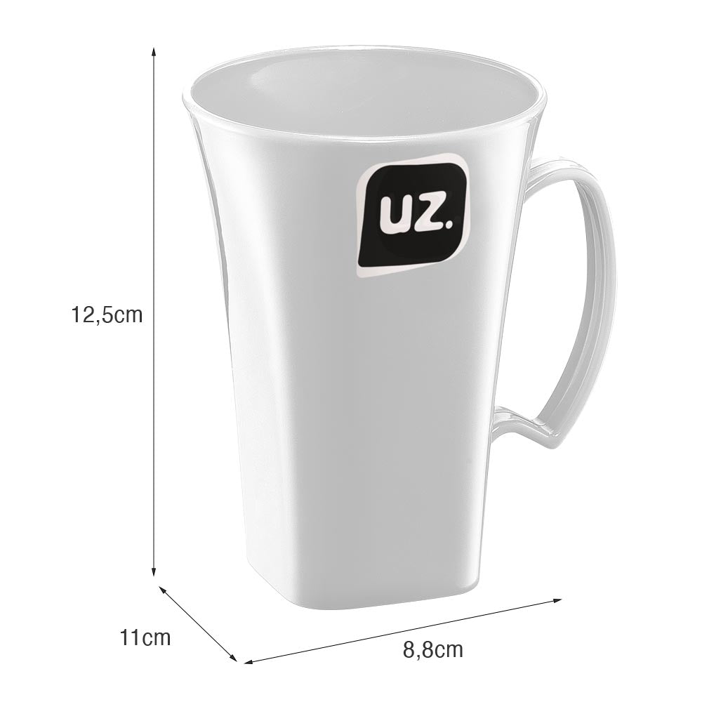 Caneca para Capuccino Plus 400ml Branco UZ - medidas