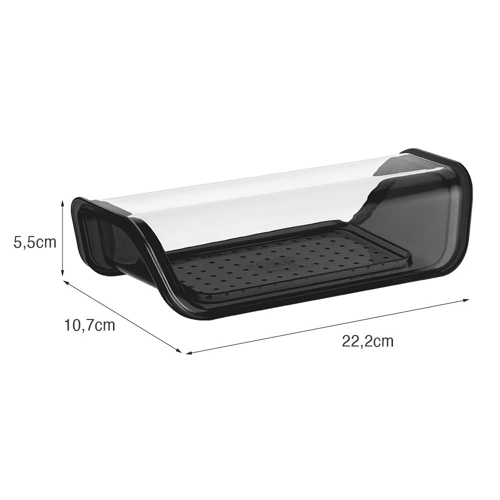 Travessa com Tampa e Bandeja Dreno 22,2cm Preto UZ - medidas