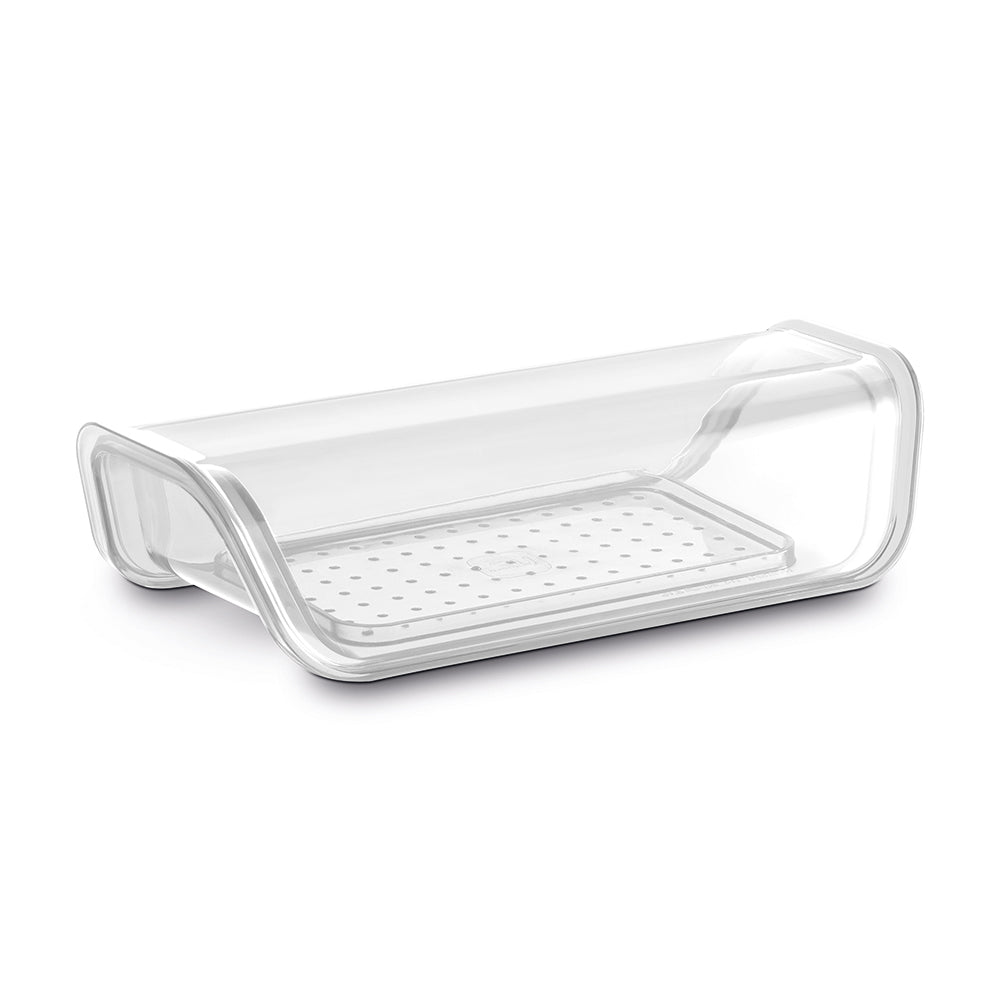 Travessa com Tampa e Bandeja Dreno 22,2cm Transparente UZ - ambientada