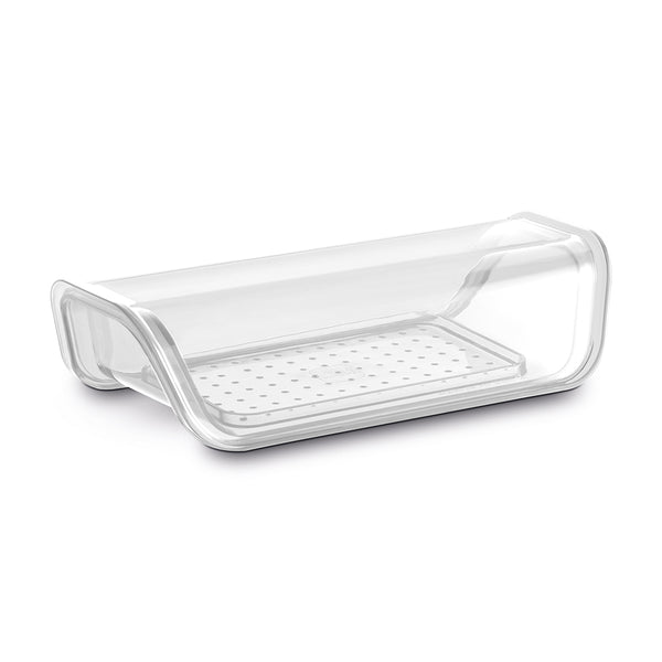 Travessa com Tampa e Bandeja Dreno 22,2cm Transparente UZ - ambientada