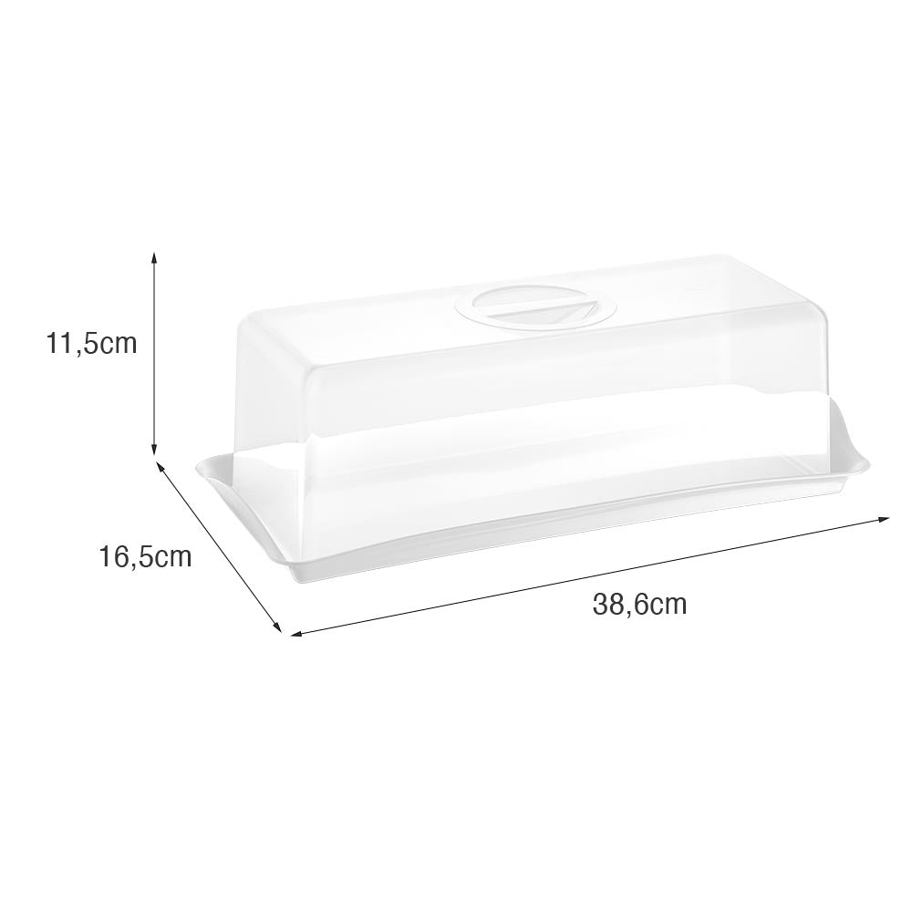 Porta Pães 16,5cm x 38,6cm Branco UZ - medidas