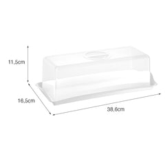 Porta Pães 16,5cm x 38,6cm Branco UZ - medidas