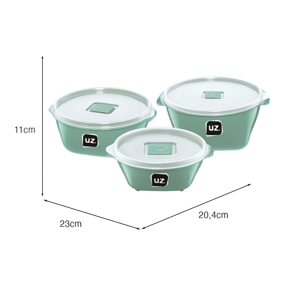 Kit 3 Pote Multiuso Premium Verde Menta UZ