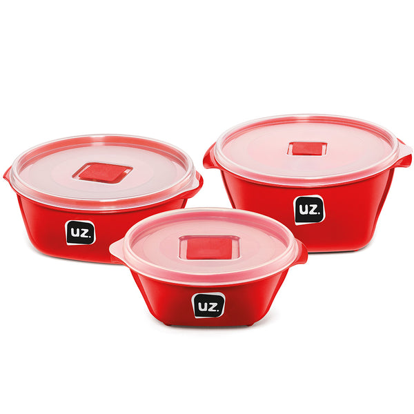 Kit 3 Pote Multiuso Premium Vermelho UZ