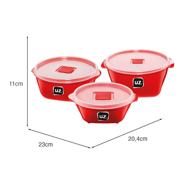 Kit 3 Pote Multiuso Premium Vermelho UZ