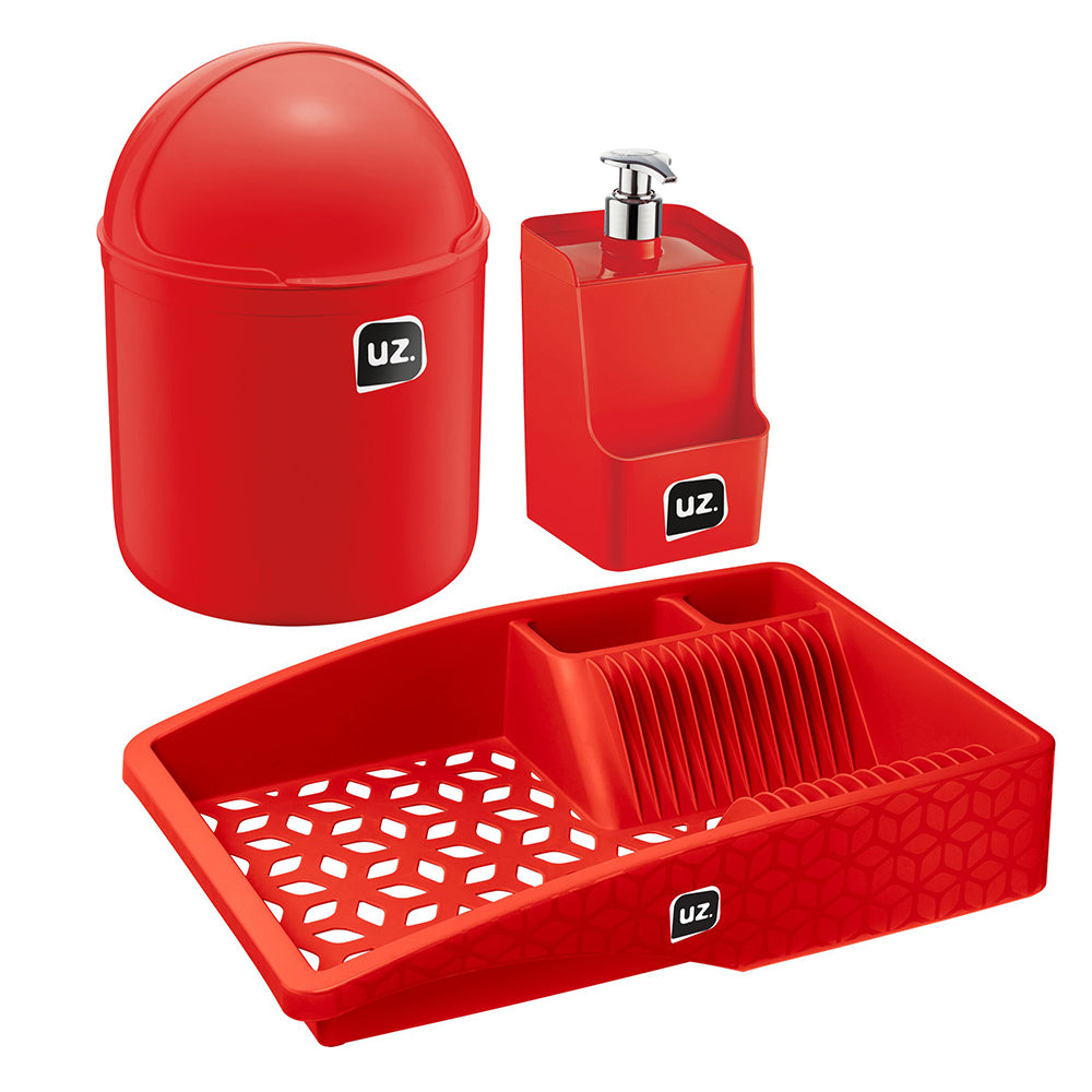 Kit Pia Multiuso 3 Peças Vermelho UZ - ambientada