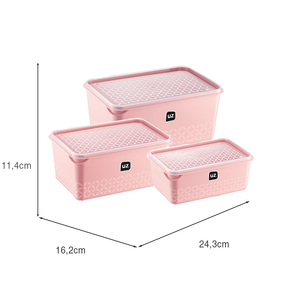 Kit 3 Potes Multiuso Rosa UZ