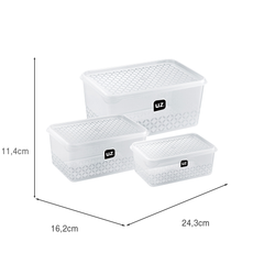 Kit 3 Potes Multiuso Transparente UZ