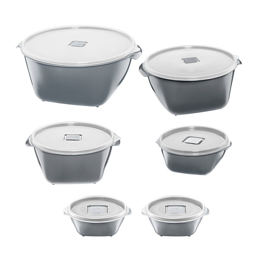 Conjunto 6 Potes Multiuso Cinza UZ