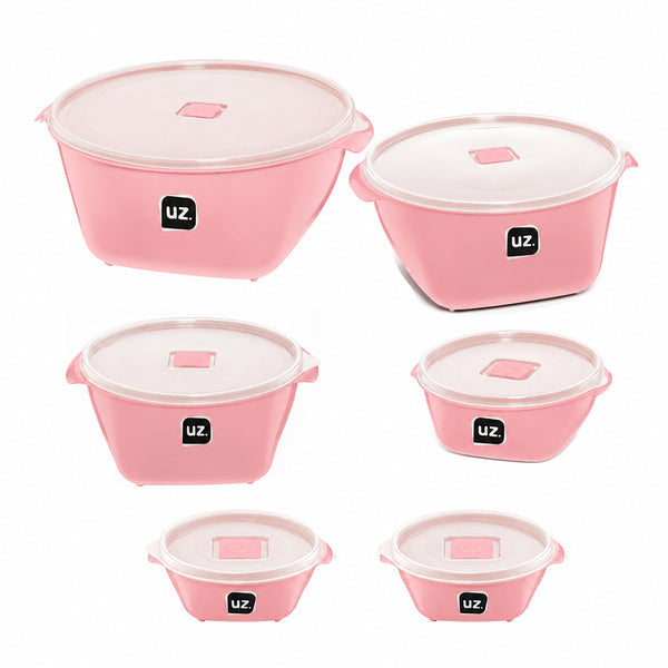 Conjunto 6 Potes Multiuso Rosa UZ - fundo branco