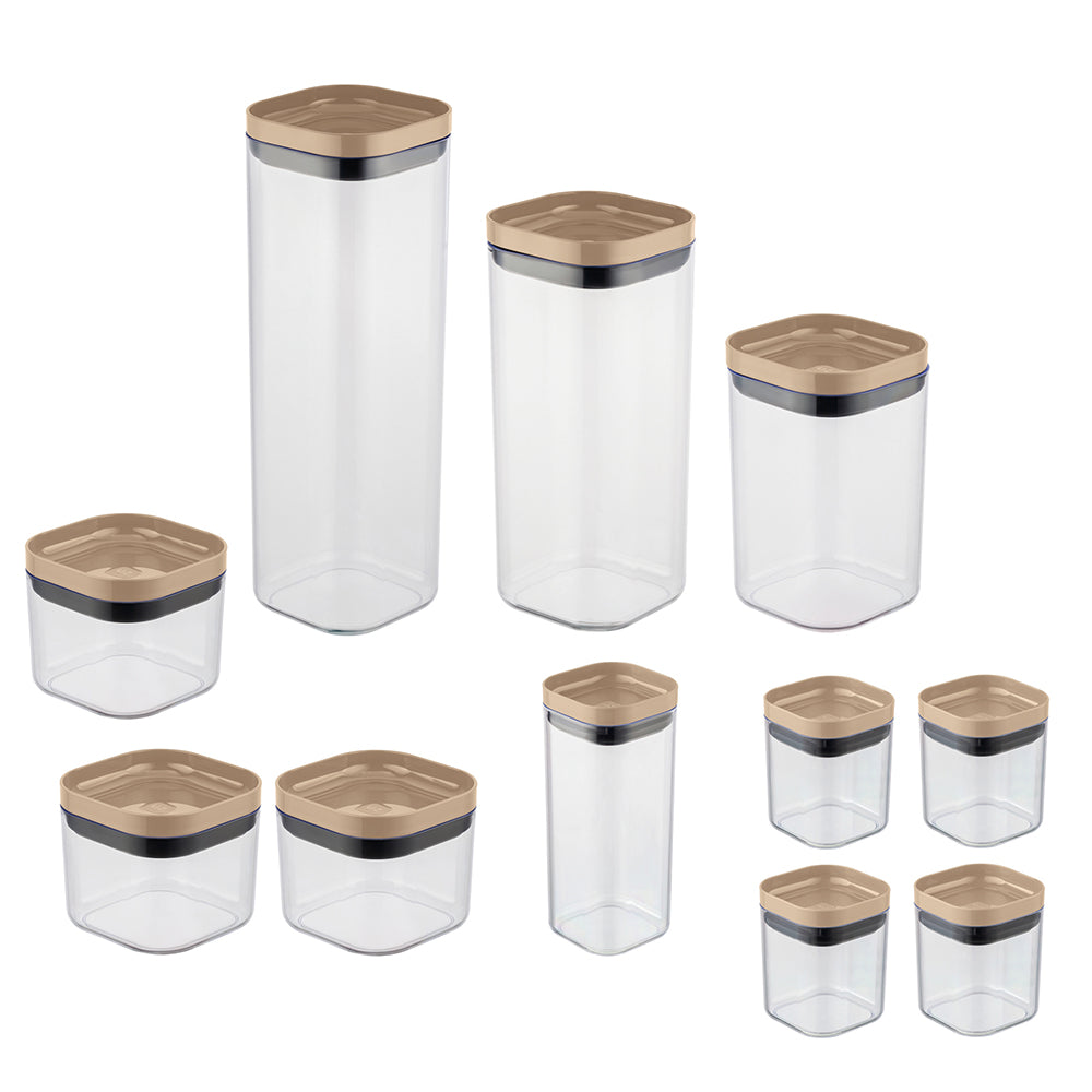 Conjunto 11 Potes Herméticos com Tampa Capuccino UZ