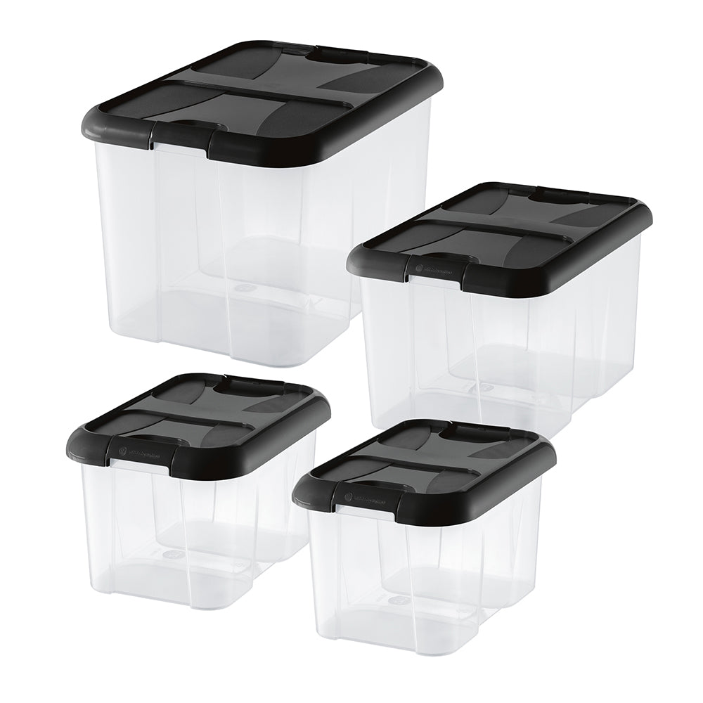 Conjunto 4 Caixas Organizadoras com Tampa Preta UZ