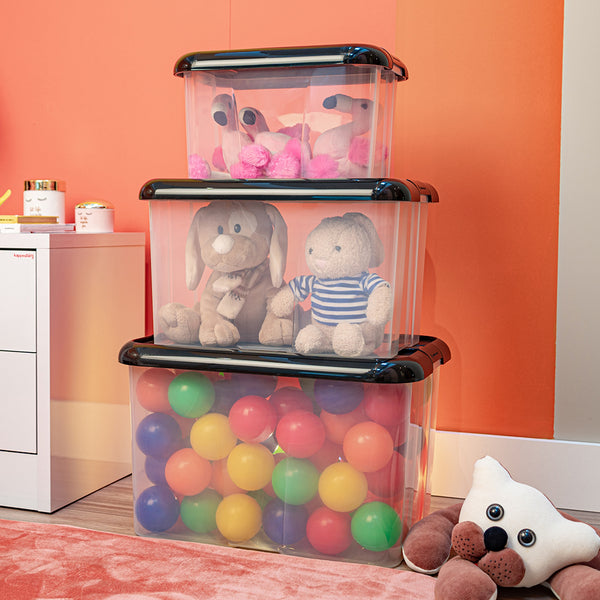 Conjunto 4 Caixas Organizadoras com Tampa Preta UZ - ambiente