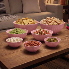 Conjunto 7 Saladeiras Gomadas Rosa UZ - fundo branco