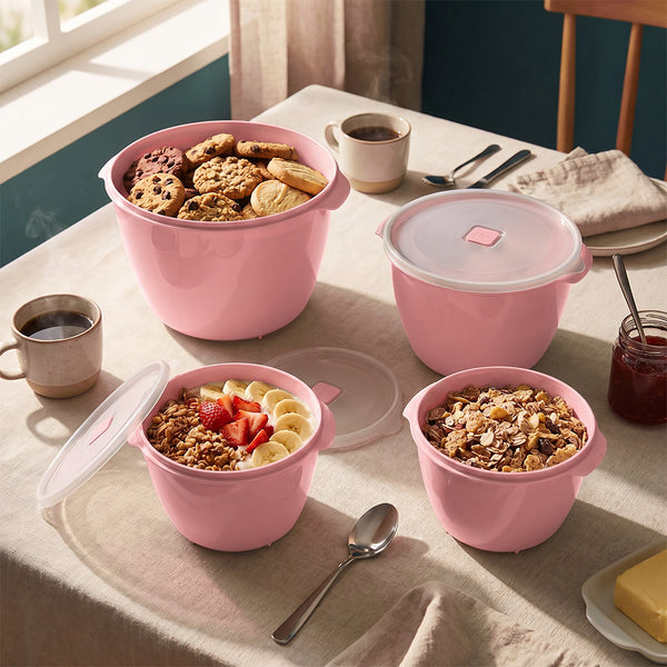 Conjunto 4 Potes Redondos Multiuso Rosa UZ - ambientada