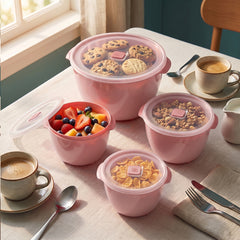 Conjunto 4 Potes Redondos Multiuso Rosa UZ - ambientada