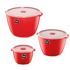 Conjunto 4 Potes Redondos Multiuso Vermelho UZ