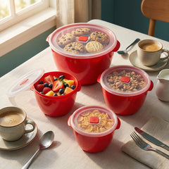 Conjunto 4 Potes Redondos Multiuso Vermelho UZ - ambiente