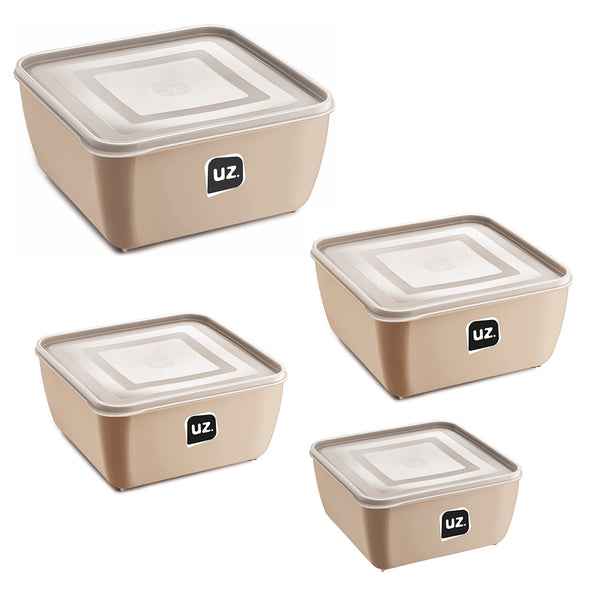 Conjunto 5 Potes Quadrados Multiuso Capuccino UZ