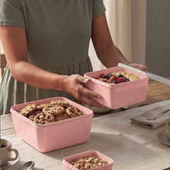 Conjunto 5 Potes Quadrados Multiuso Rosa UZ - ambientada