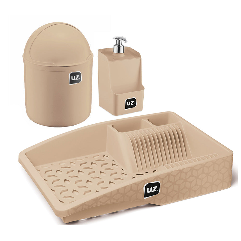 Conjunto 3 Peças para Pia com Escorredor Cappuccino UZ