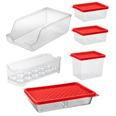 Conjunto 6 Organizadores Geladeira/Despensa Vermelho UZ