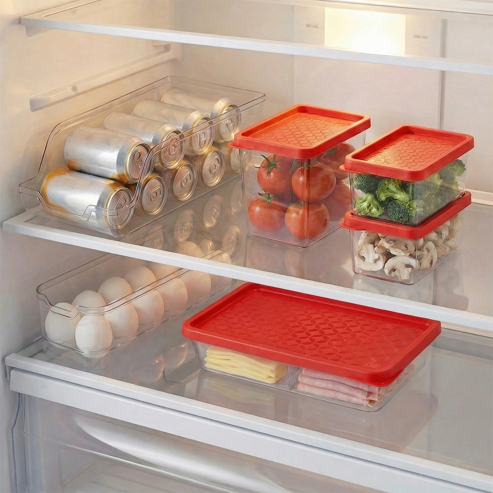 Conjunto 6 Organizadores Geladeira/Despensa Vermelho UZ - ambiente