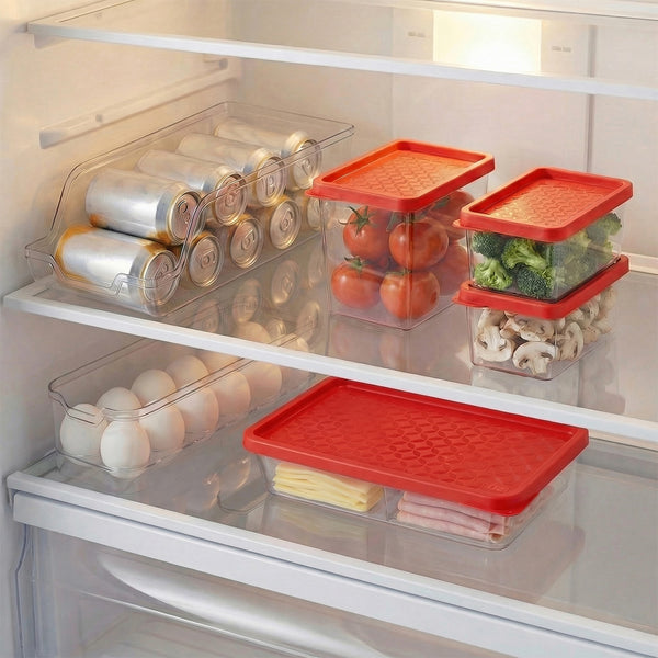 Conjunto 6 Organizadores Geladeira/Despensa Vermelho UZ - ambiente