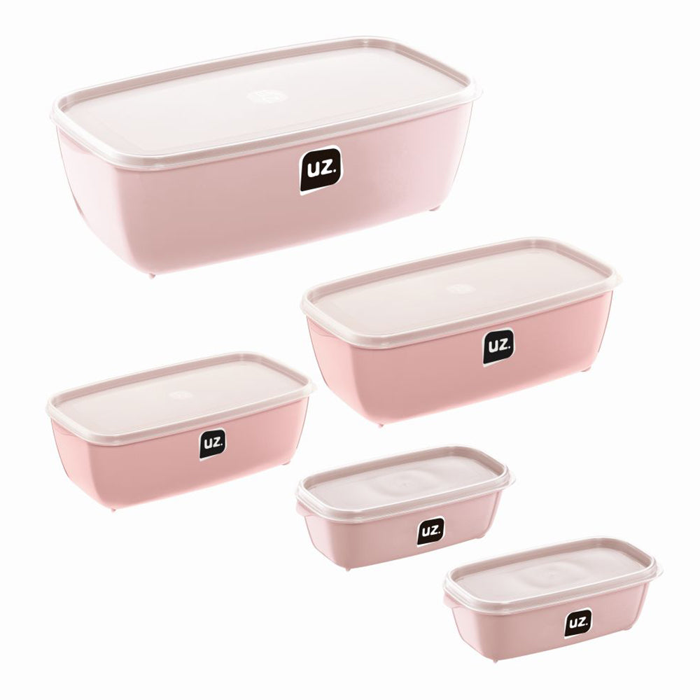 Conjunto 5 Potes Multiuso Rosa UZ - fundo branco