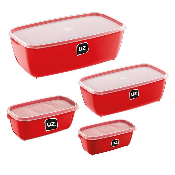 Conjunto 5 Potes Multiuso Vermelho UZ