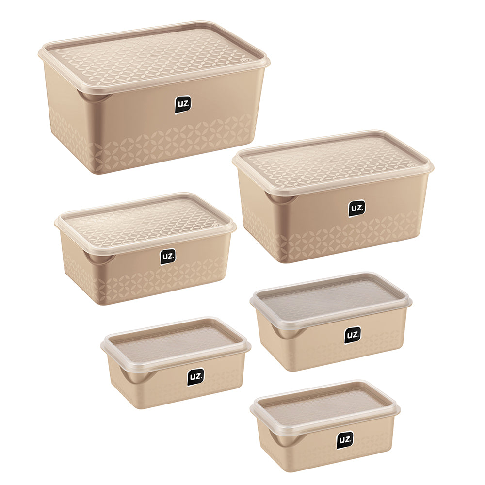 Conjunto 6 Potes Multiuso Quadrados Capuccino UZ