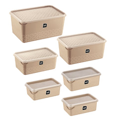 Conjunto 6 Potes Multiuso Quadrados Capuccino UZ