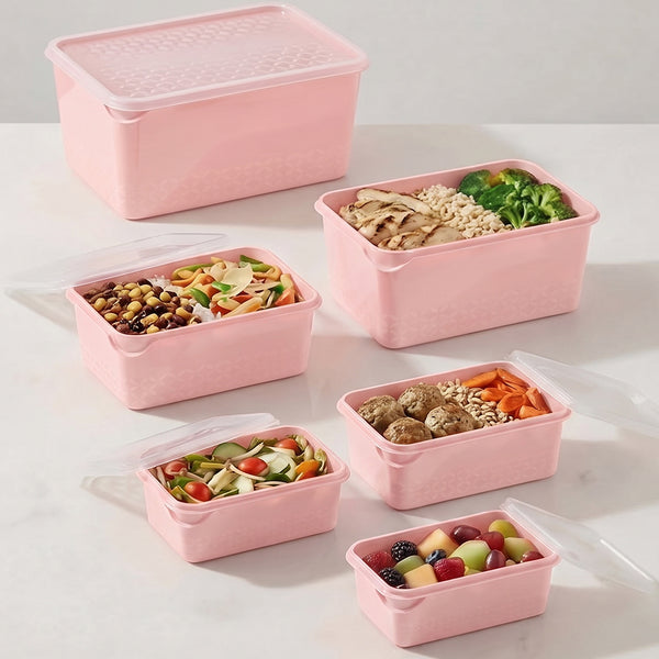 Conjunto 6 Potes Multiuso Quadrados Rosa UZ - fundo branco