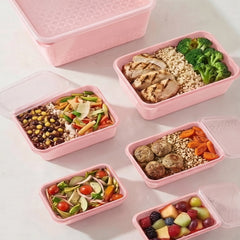 Conjunto 6 Potes Multiuso Quadrados Rosa UZ - fundo branco