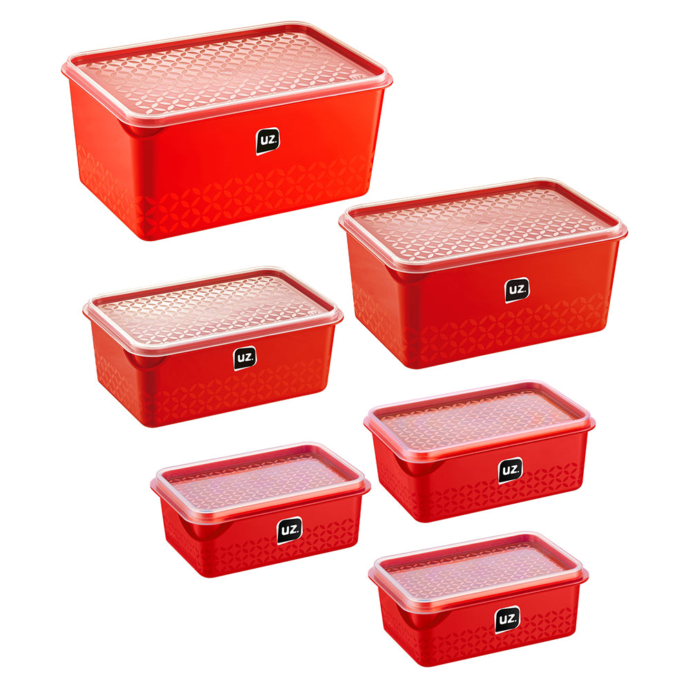 Conjunto 6 Potes Multiuso Quadrados Vermelho UZ