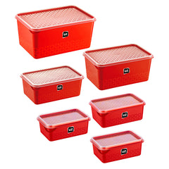 Conjunto 6 Potes Multiuso Quadrados Vermelho UZ