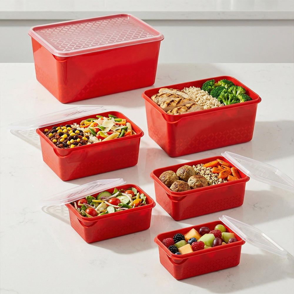 Conjunto 6 Potes Multiuso Quadrados Vermelho UZ - ambiente