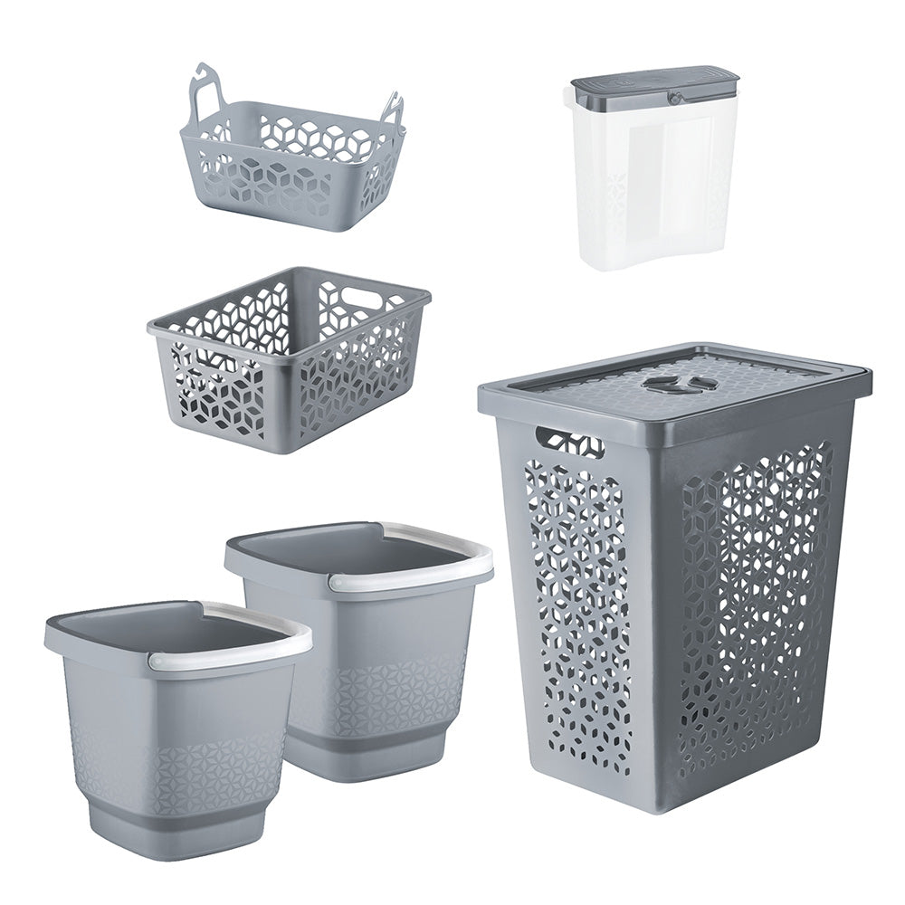 Conjunto 6 Peças para Lavanderia Cinza UZ