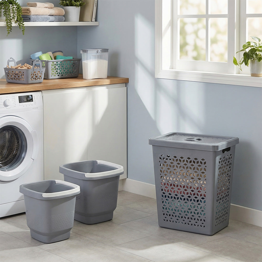Conjunto 6 Peças para Lavanderia Cinza UZ - ambiente