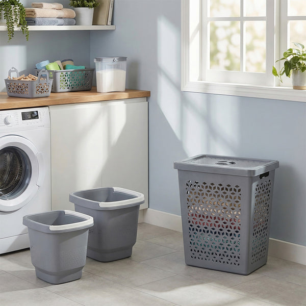 Conjunto 6 Peças para Lavanderia Cinza UZ - ambiente