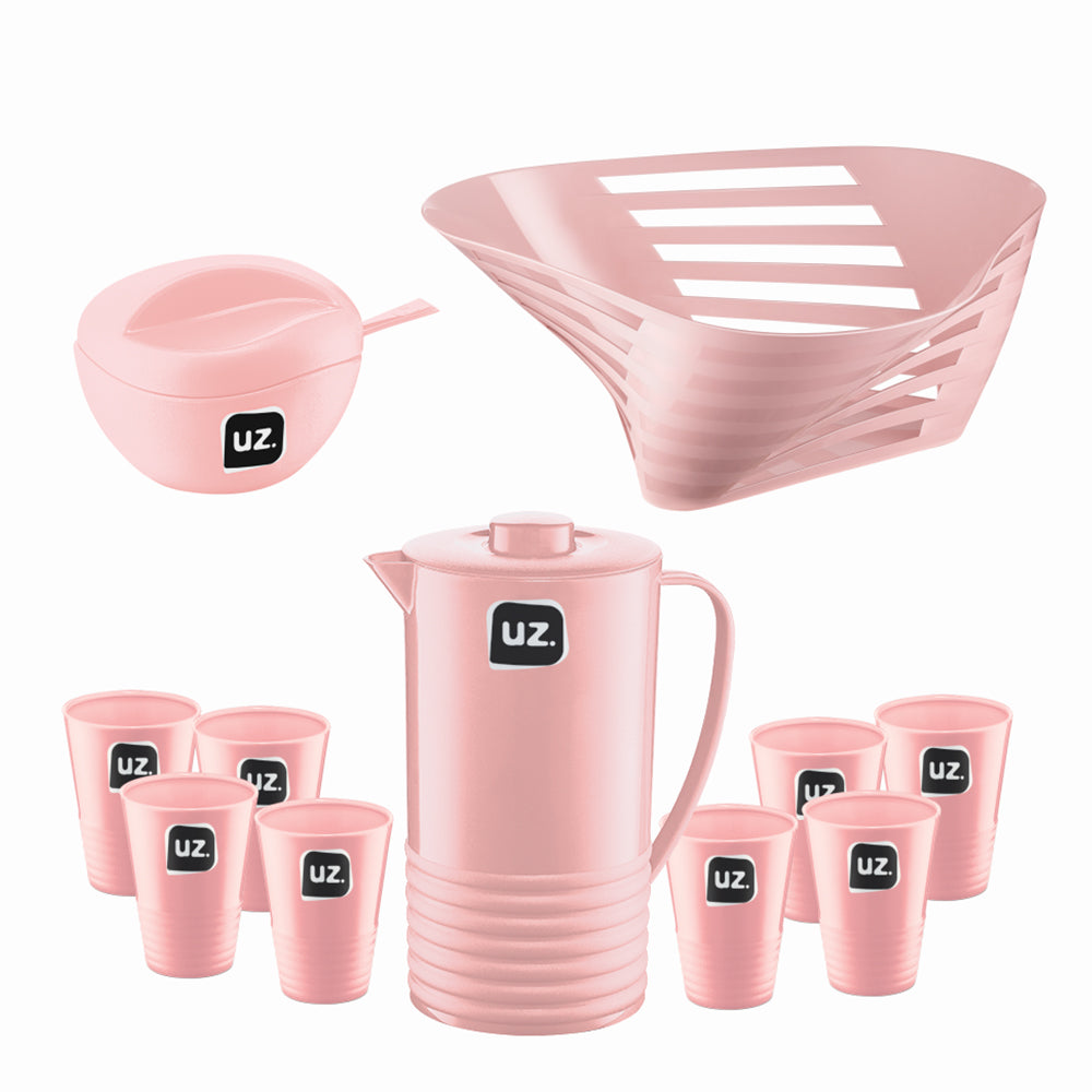 Conjunto 11 Peças Piquenique Rosa UZ - fundo branco