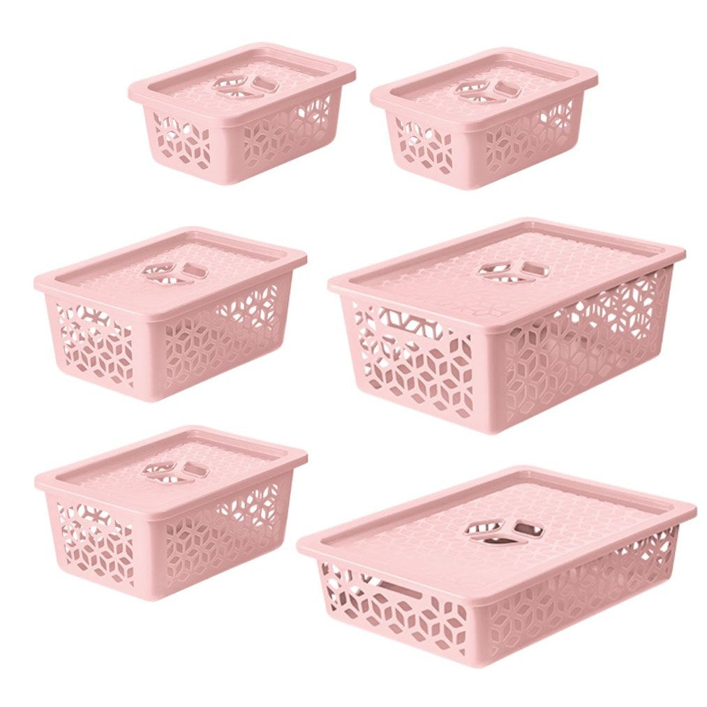 Kit Cesto Organizador com Tampa Rosa UZ