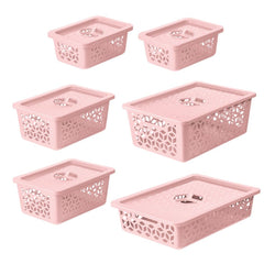 Kit Cesto Organizador com Tampa Rosa UZ