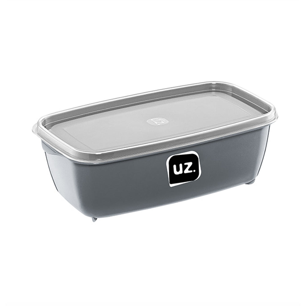 Pote Multiuso Retangular 1,5 Litros Cinza UZ - fundo branco